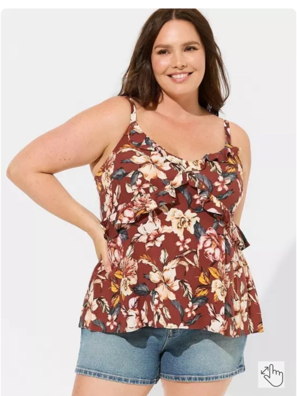 torrid Floral Ruffle Cami Tank - Rust‎ Floral
